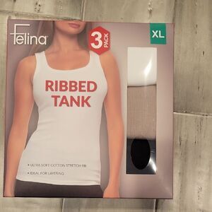 Felina Ribbed Tank Top Set - White, Beige, Black
